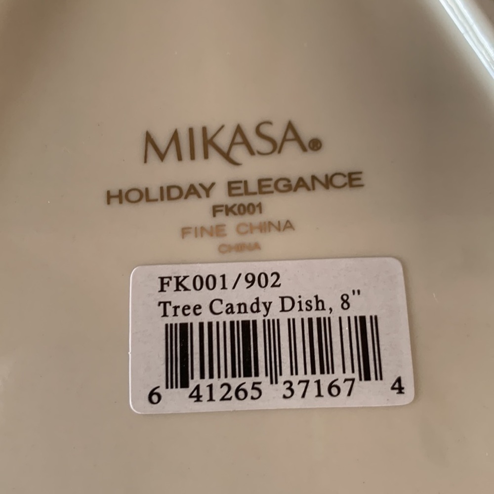 Mikasa Holiday Elegance Fine China 8” Tree Candy Dish Gold Trim FK01/902 NWT - Picture 4 of 6